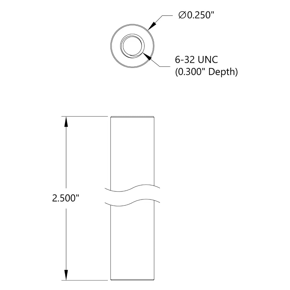 ServoCity 2.50" Length, 1/4" OD Round Standoff (6-32 Thread)