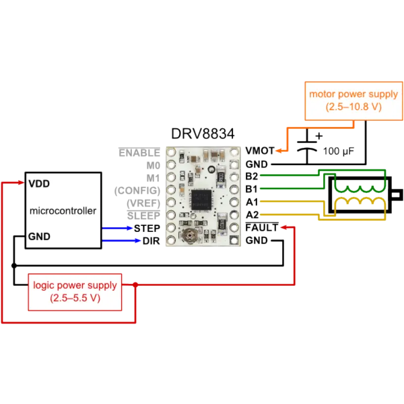 Pololu DRV8834 Low-Voltage Stepper Motor Driver Carrier