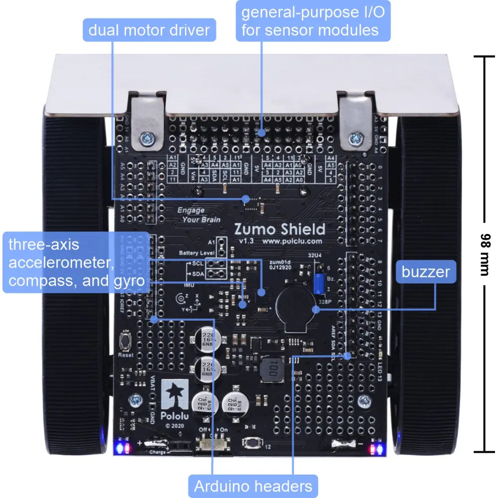 Pololu Zumo Shield for Arduino, V1.3