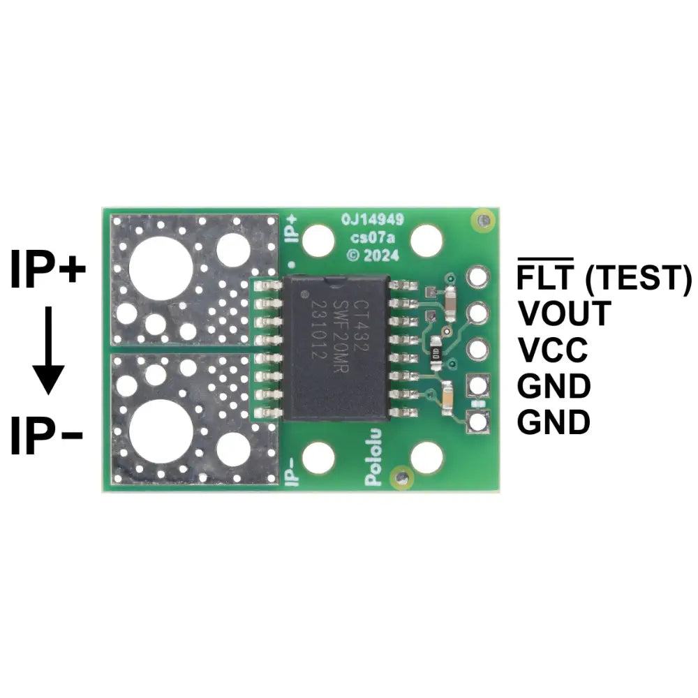 Pololu CT433-HSWF20MR TMR Current Sensor Compact Carrier -20a to +20A, 3.3V