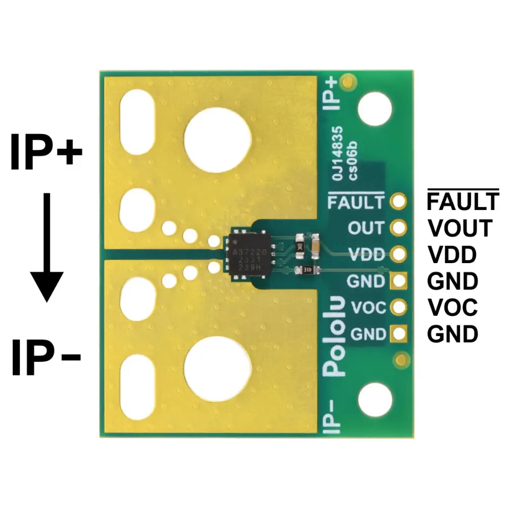 Pololu ACS37220LEZATR-100B5 Current Sensor Large Carrier -100A to +100A, 5V