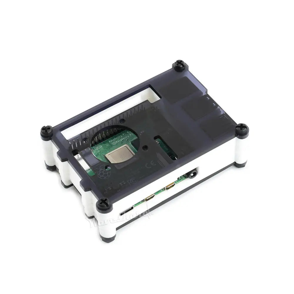 Waveshare Black/White Acrylic Case for Raspberry Pi 4 w/ Cooling Fan