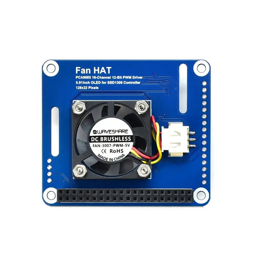 Waveshare PWM Controlled Fan HAT for Raspberry Pi, I2C, Temperature Monitor