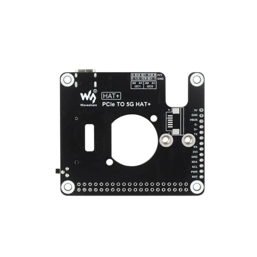 Waveshare PCIe to 5G/4G/3G HAT for Raspberry Pi 5, Compatible w/ 3042/3052 Packages SIMCom/Quectel 5G (SIM8262A-M2)