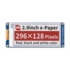 Waveshare 2.9" E-Paper E-Ink Display Module (B), 296×128, Red / Black / White, SPI