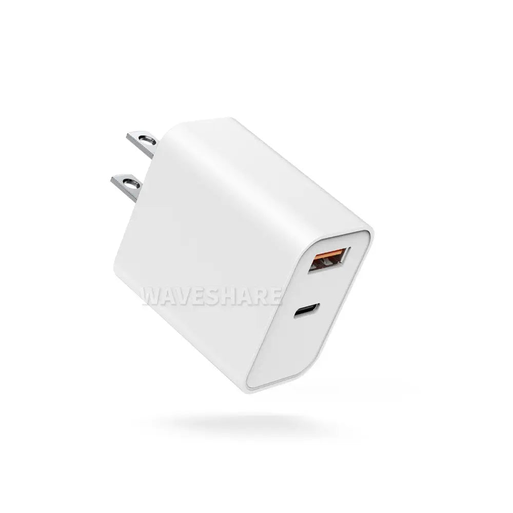 Waveshare PD30W Dual-Port Fast Charger, USB Type-A/Type-C Wall Charger Block, US Plug