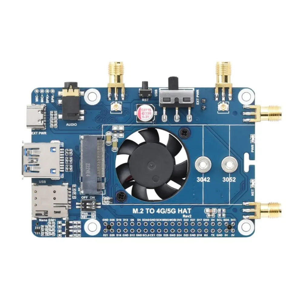 Waveshare RM500U-CNV 5G HAT for Raspberry Pi, Quad Antennas LTE-A, Multi Band, 5G/4G/3G (UK)