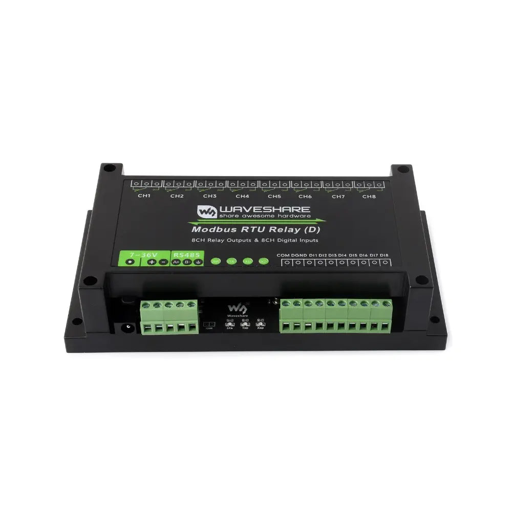 Waveshare Industrial Modbus RTU 8-Ch Relay Module w/ Digital Input & RS485 Interface