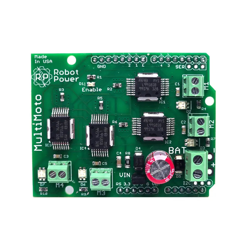 Robot Power MultiMoto 4 Channel H-Bridge Motor Controller for Arduino 6.5A, 6-36V