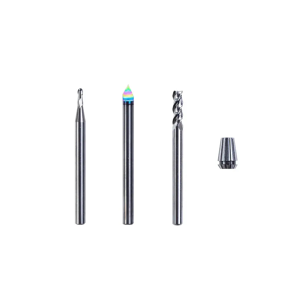 Snapmaker CNC Bits - 4mm Shank (3 Bits, w/ Spindle Collet)