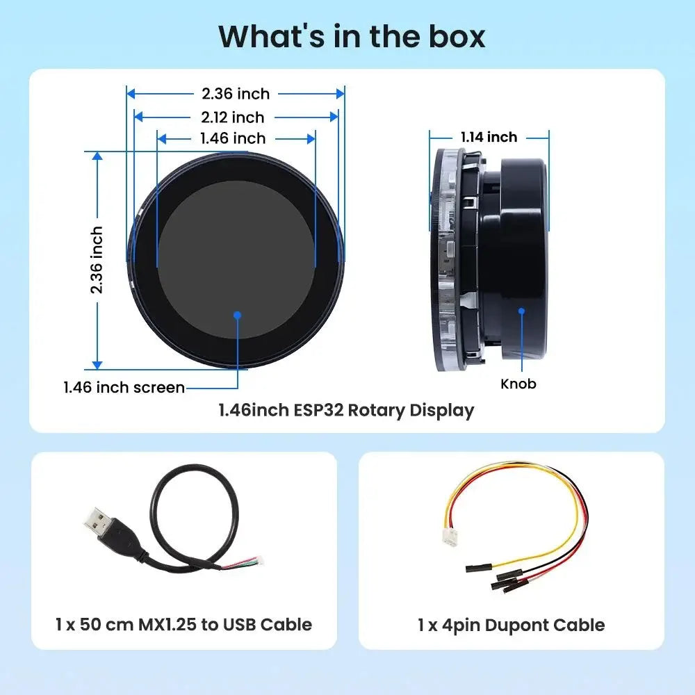 CrowPanel 1.46"-HMI ESP32 Rotary Display 360*360 IPS Round Touch Knob Screen