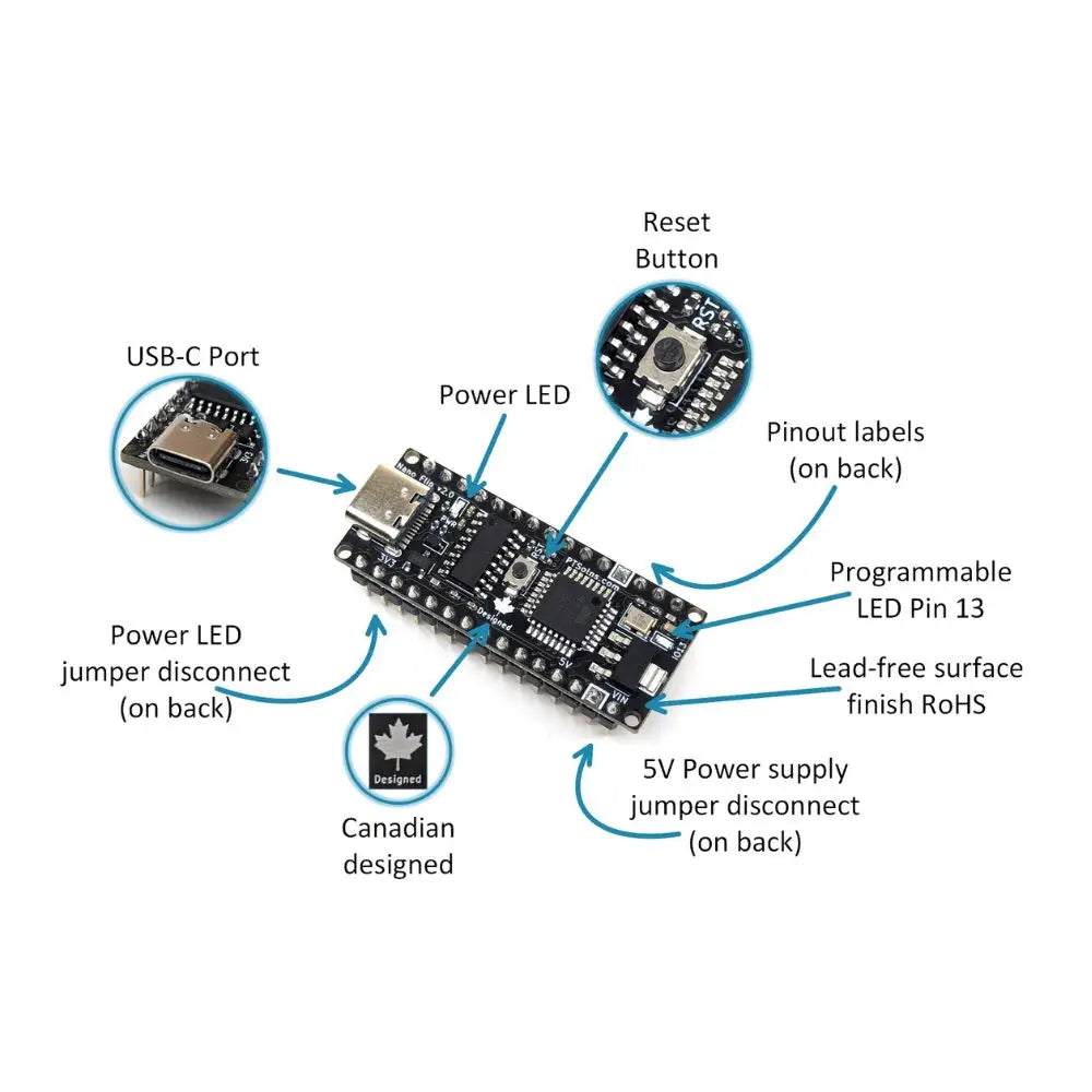 PTSolns Nano Flip Microcontroller based on ATmega328P Arduino Nano Compatible