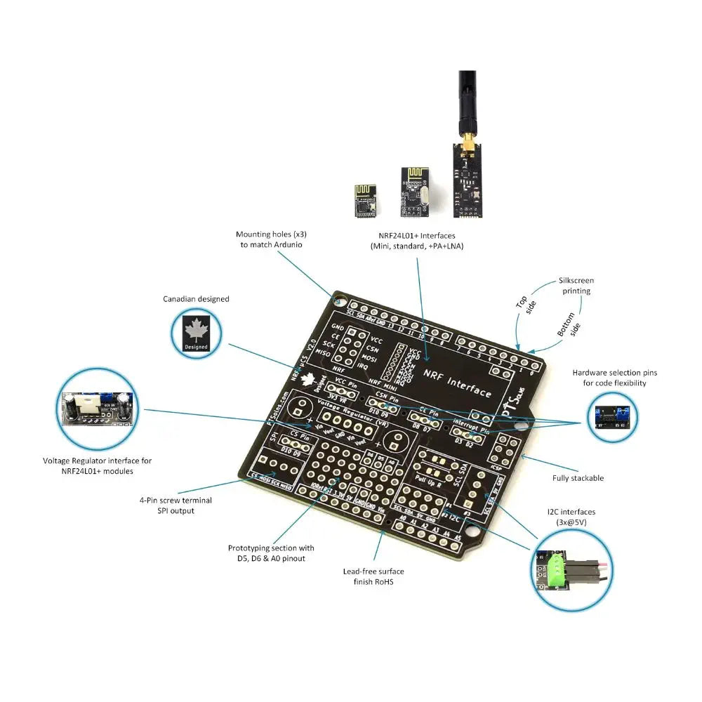 PTSolns Prototype PCB Microcontroller Shield for Arduino Uno (NRF-Shield Basic)