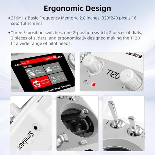 RadioLink T12D 12CH 2.4GHz Transmitter w/ R12F Receiver Long Range 800m Low Latency