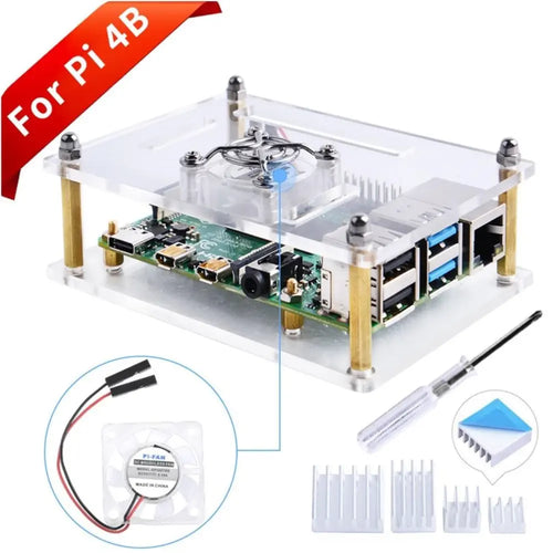 Raspberry Pi Acrylic Case w/ Transparent Fan