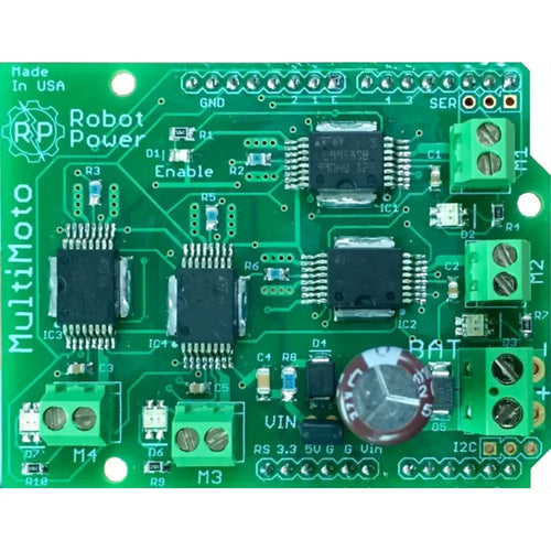 Robot Power MultiMoto 4 Channel H-Bridge Motor Controller for Arduino 6.5A, 6-36V