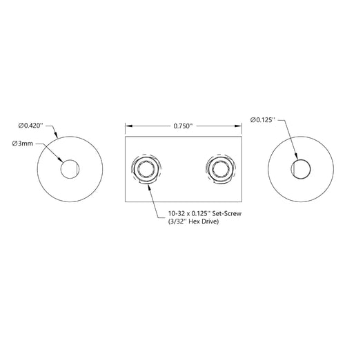 ServoCity 0.125" to 3mm Set-Screw Shaft Coupler