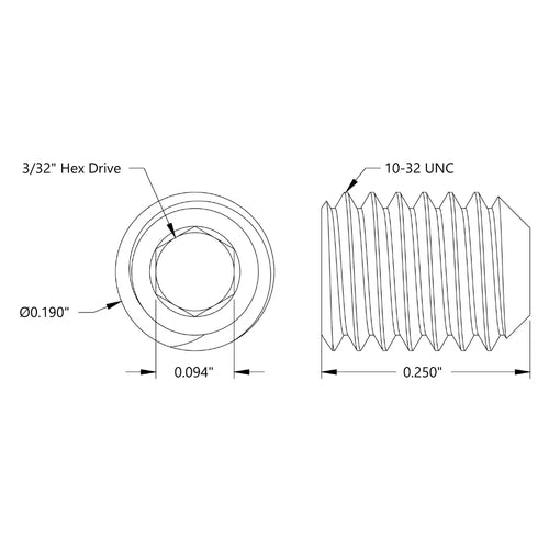 ServoCity 10-32 Cup-Point Set-Screw (0.250" Length) - 6 Pack