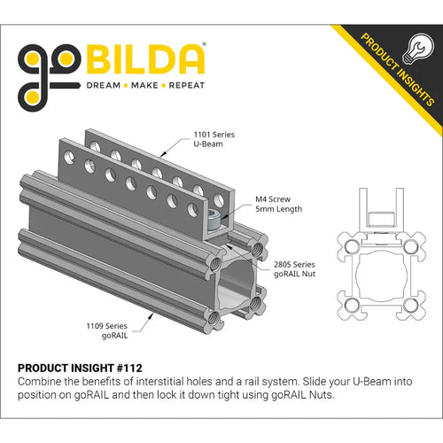 ServoCity 1101 Series U-Beam (7 Hole, 56mm Length)