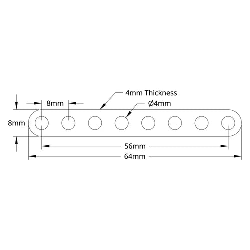 ServoCity 1102 Series Flat Beam (8 Hole, 64mm Length) - 2 Pack
