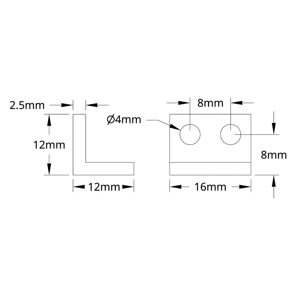 ServoCity 1103 Series L-Beam (2 Hole, 16mm Length) - 2 Pack