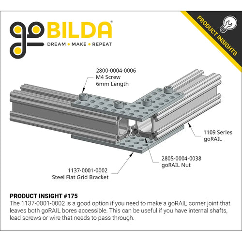 ServoCity 1137 Series Steel Flat Grid Bracket (1-2) - 2 Pack