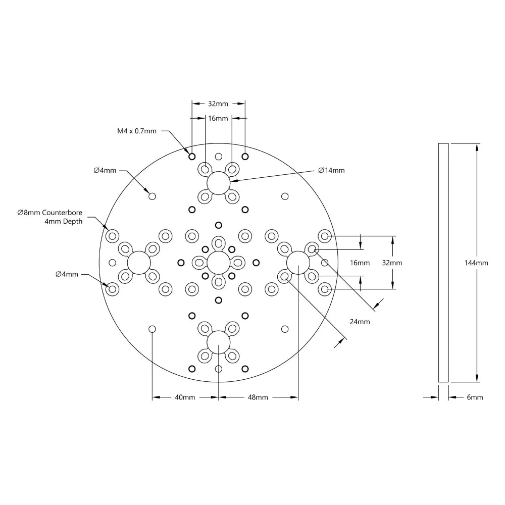 ServoCity 1140 Series Aluminum Baseplate (6mm Thickness, 144mm Diameter