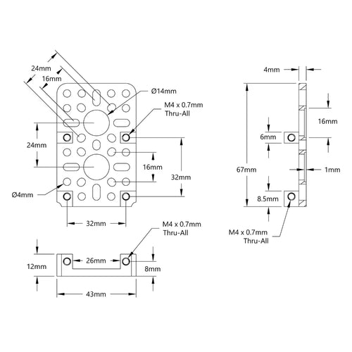 ServoCity 1201 Series Quad Block Pattern Mount (43-4)