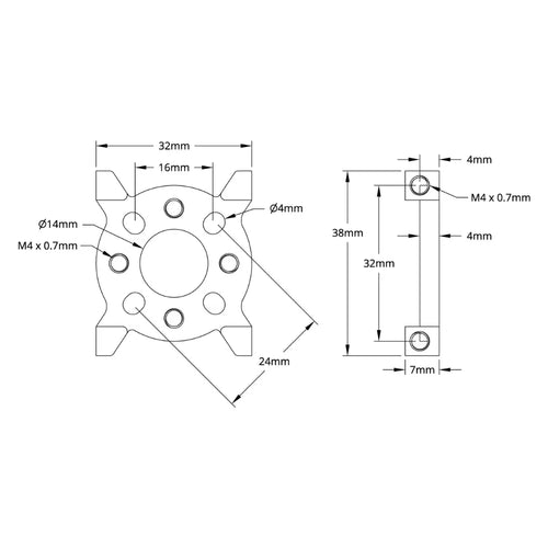 ServoCity 1221 Series 2-Side, 2-Post Pattern Mount (32-2)