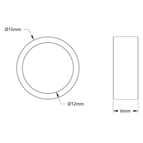 ServoCity 12mm ID Steel Spacer (15mm OD, 6mm Length) - 4 Pack