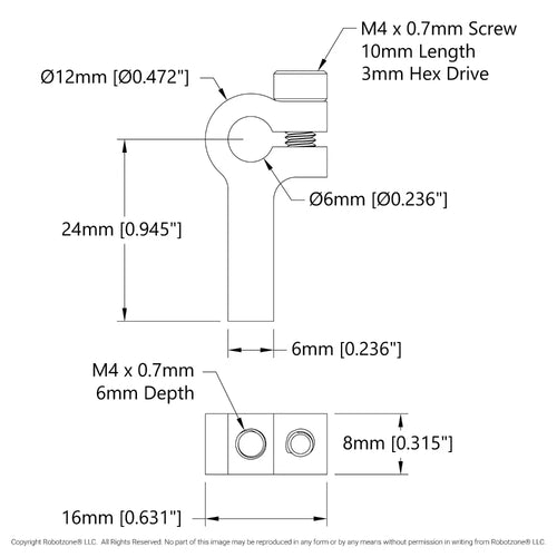 ServoCity 1403 Series 1-Side, 1-Post Clamping Mount (6mm Bore)