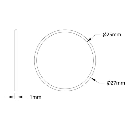 ServoCity 1500 Series Plastic Spacer (25mm ID x 27mm OD, 1mm Thickness) - 12 Pack