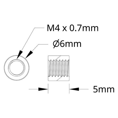 ServoCity 1501 Series M4 x 0.7mm Standoff (6mm OD, 5mm Length) - 4 Pack