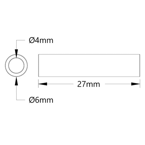 ServoCity 1502 Series 4mm ID Spacer (6mm OD, 27mm Length) - 4 Pack