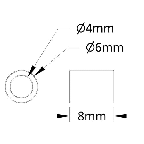 ServoCity 1502 Series 4mm ID Spacer (6mm OD, 8mm Length) - 4 Pack
