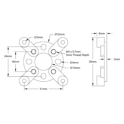 ServoCity 1700 Series Face Tapped Stepper Motor Mount (NEMA 17)