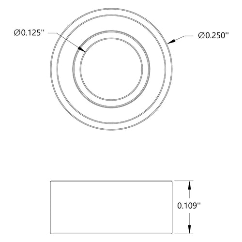 ServoCity 1/8" ID Non-Flanged Ball Bearing (1/4" OD, 7/64" Thickness) - 2 Pack
