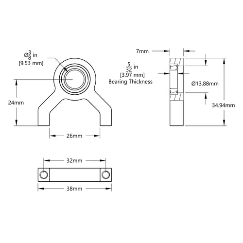 ServoCity 1-Side, 2-Post Pillow Block (3/8" Bore)