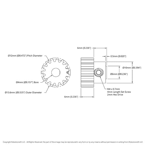 ServoCity 2303 Series Steel, MOD 0.8 Pinion Gear (4mm Round Bore, 15 Tooth)
