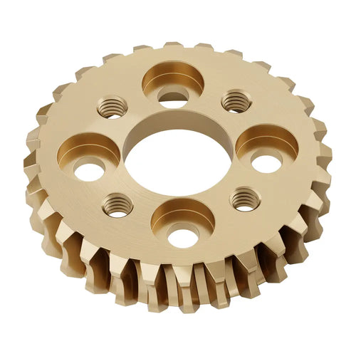 ServoCity 2314 Series Brass, MOD 1.25, Hub Mount Worm Gear (14mm Bore, 28 Tooth)