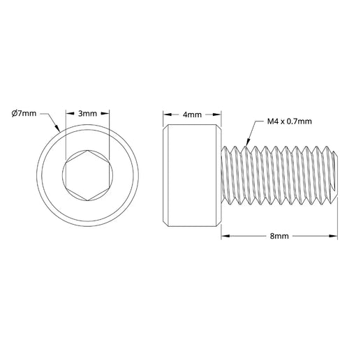ServoCity 2800 Series Zinc-Plated Steel Socket Head Screw (M4 x 0.7mm, 8mm Length) - 25pk