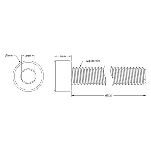 ServoCity 2800 Series Socket Head Screw (M4 x 0.7mm, 40mm Length) - 25pk
