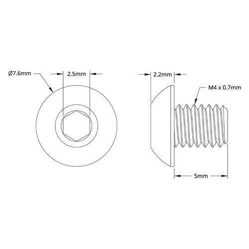 ServoCity 2802 Series Button Head Screw (M4 x 0.7mm, 5mm Length) - 25pk