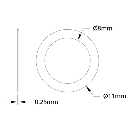 ServoCity 2807 Series Shim (8mm ID x 11mm OD, 0.25mm Thickness) - 12 Pack