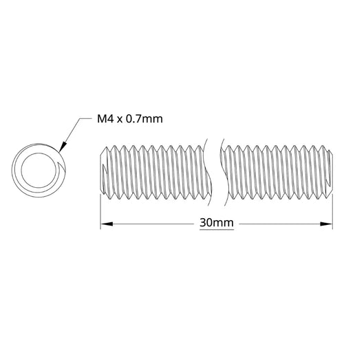 ServoCity 2808 Series Stainless Steel Threaded Rod (M4 x 0.7mm, 30mm Length) - 2 Pack