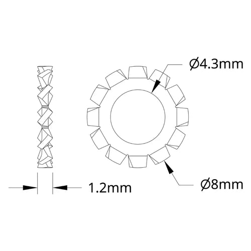 ServoCity 2810 Series Zinc-Plated Steel External - Tooth Lock Washer (4mm ID x 8mm OD) - 25pk
