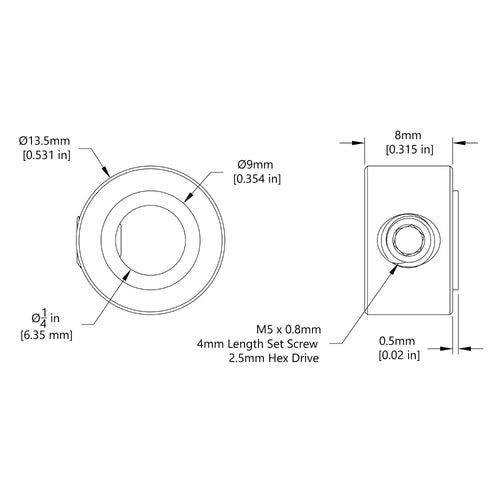 ServoCity 2920 Series Steel Set-Screw Collar (1/4" Bore) - 2 Pack