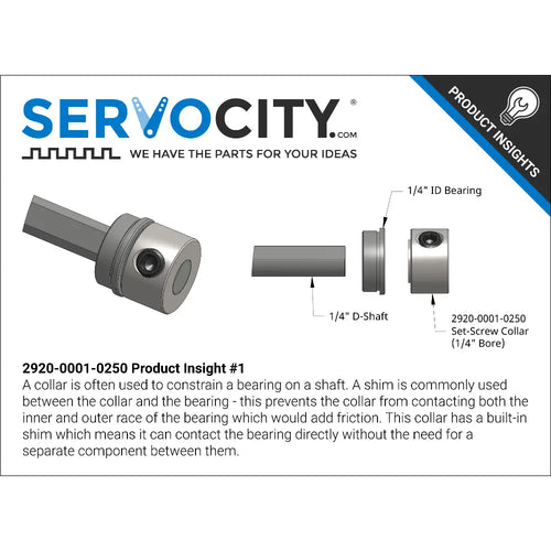 ServoCity 2920 Series Steel Set-Screw Collar (1/4" Bore) - 2 Pack