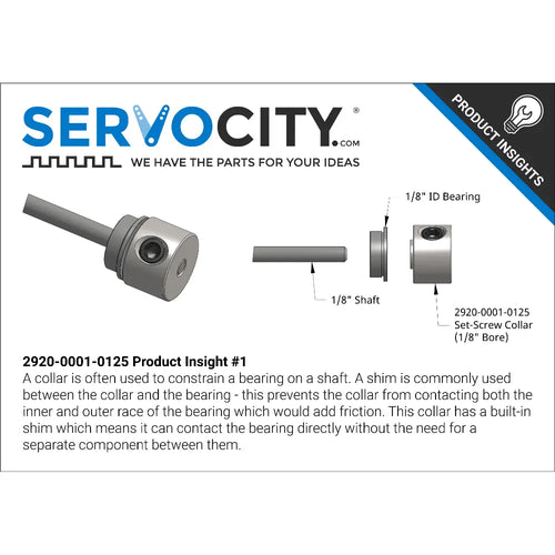 ServoCity 2920 Series Steel Set-Screw Collar (1/8" Bore) - 2 Pack