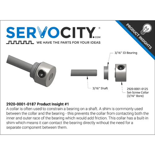ServoCity 2920 Series Steel Set-Screw Collar (3/16" Bore) - 2 Pack